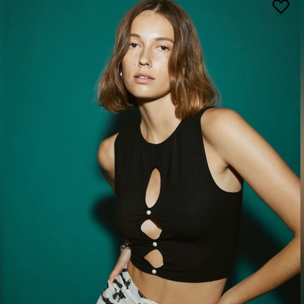 Reformation Emilio Knit Cutout Top Black Size Small